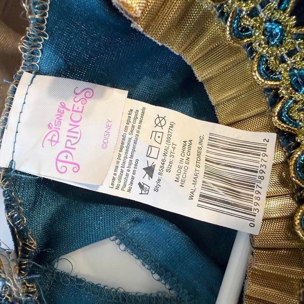 Disney Princess Merida Brave kids teal blue dress gold trim & gold ornate 3T-4T - Picture 5 of 7